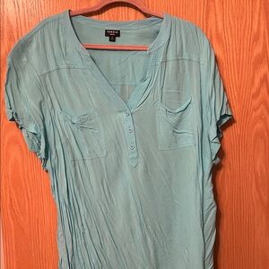 Torrid Harper Aqua Button-Front Top women’s plus size 4